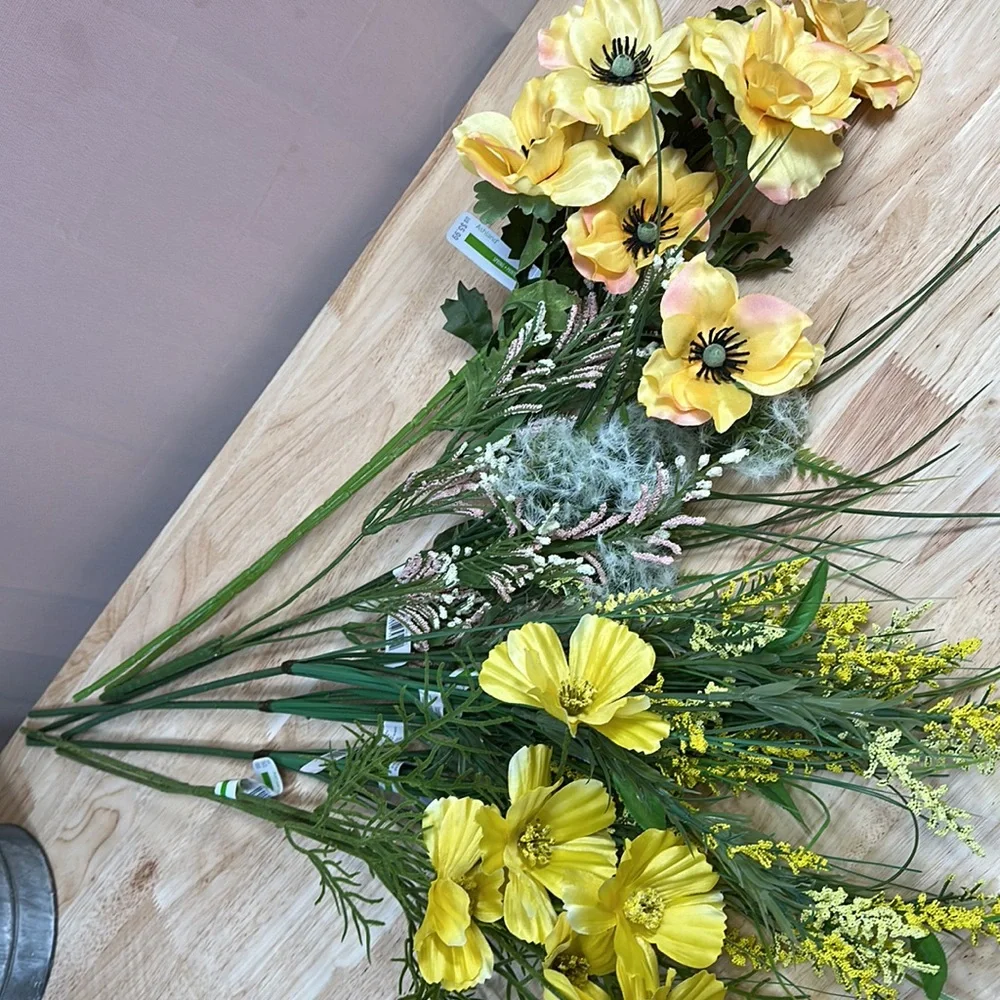 Variety of Floral Flowers Yellow & Pinks-9 Steams